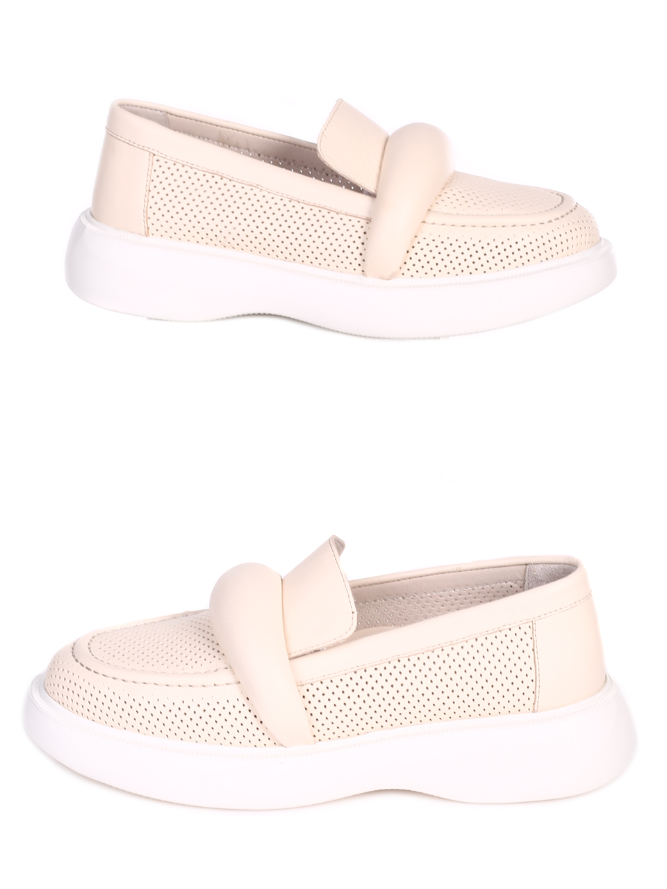 Дамски мокасини от естествена кожа 3AT-23298 beige