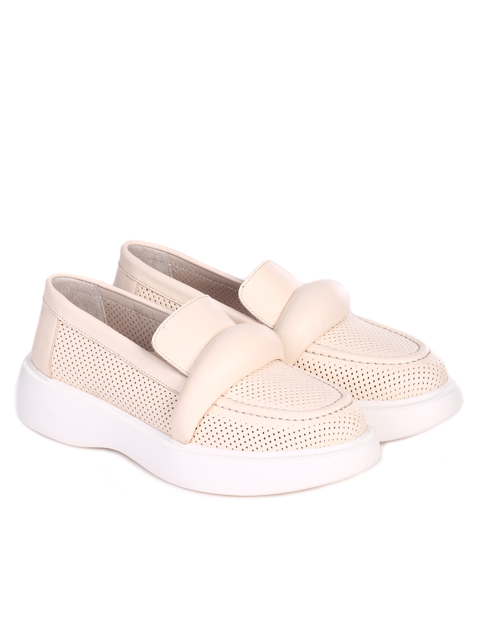 Дамски мокасини от естествена кожа 3AT-23298 beige