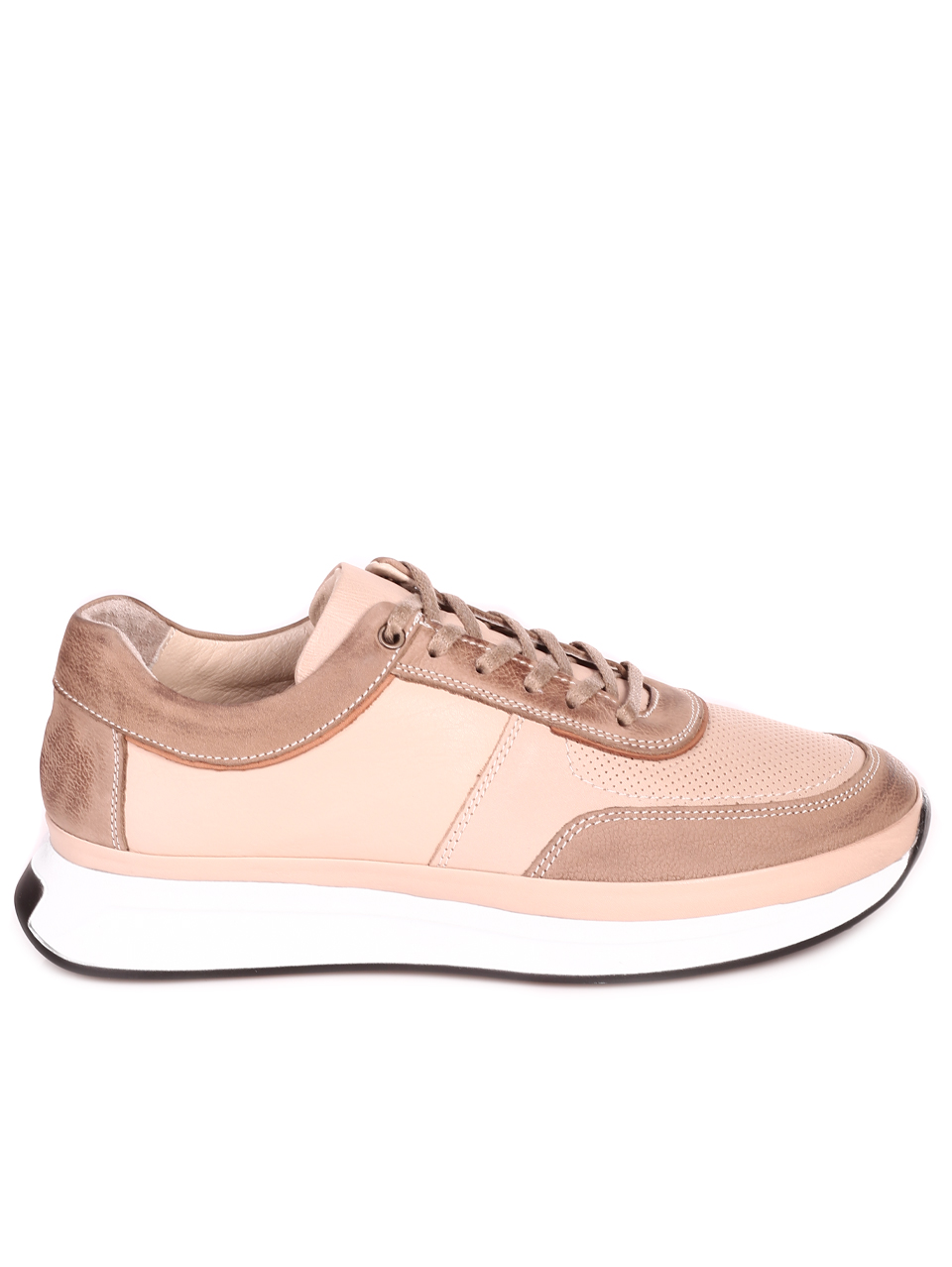 Ежедневни мъжки обувки от велур и естествена кожа 7AT-23303 beige