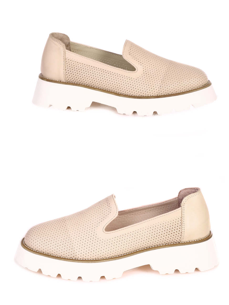 Дамски мокасини от естествена кожа 3AT-23281 beige