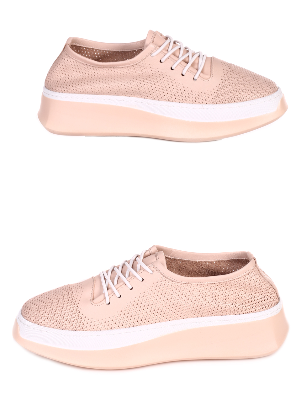 Ежедневни дамски комфортни обувки от естествена кожа 3AT-23282 beige