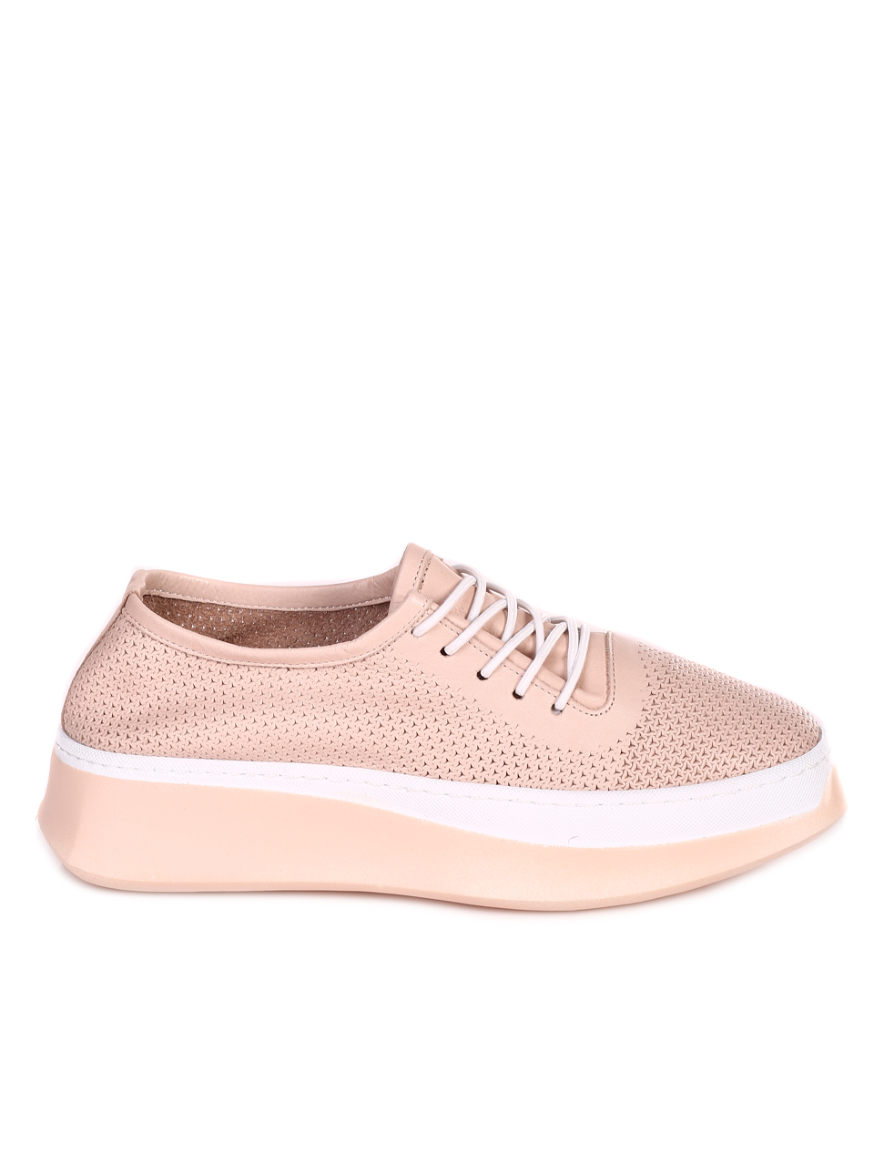 Ежедневни дамски комфортни обувки от естествена кожа 3AT-23282 beige