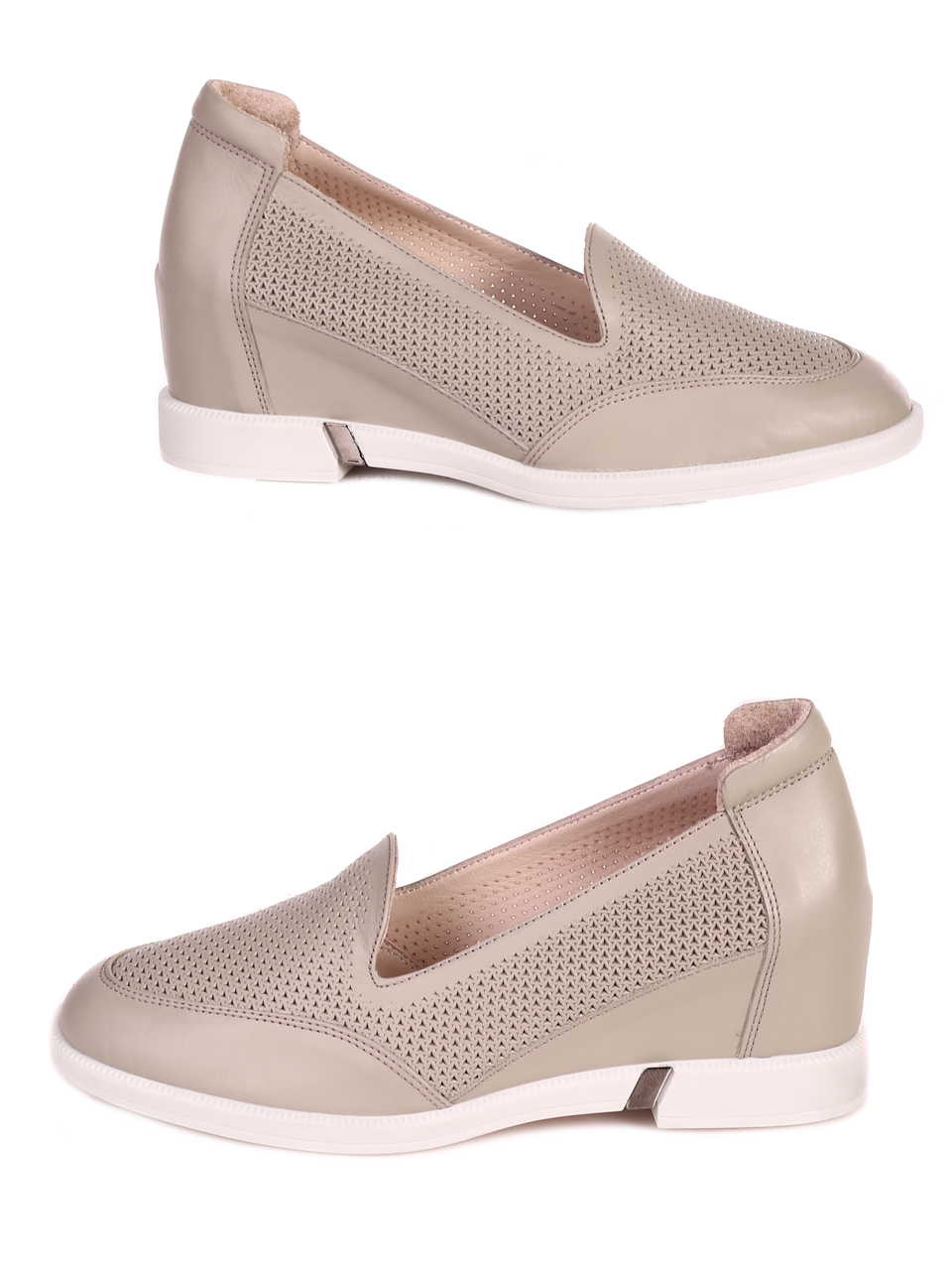 Ежедневни дамски обувки на платформа от естествена кожа 3AT-23283 beige
