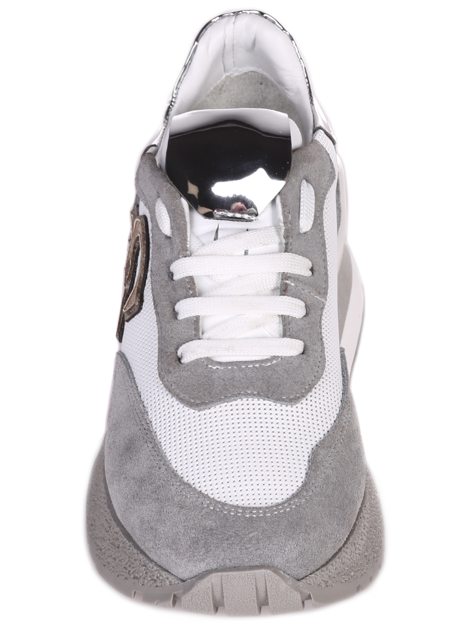 Сникърси от естествена кожа и велур 3AT-23291 white/grey