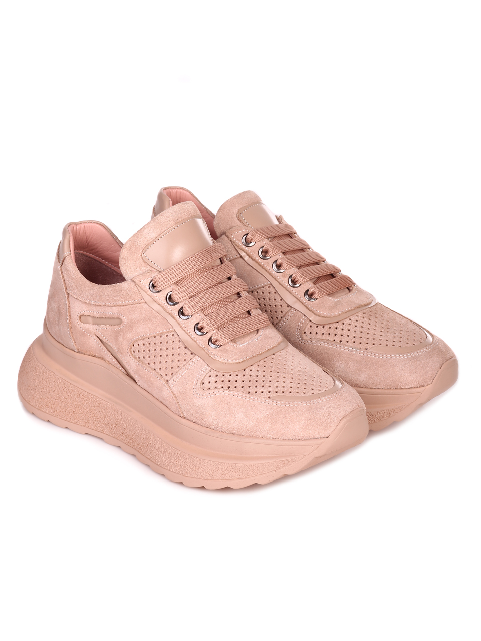 Сникърси от велур и естествена кожа 3AT-23289 beige