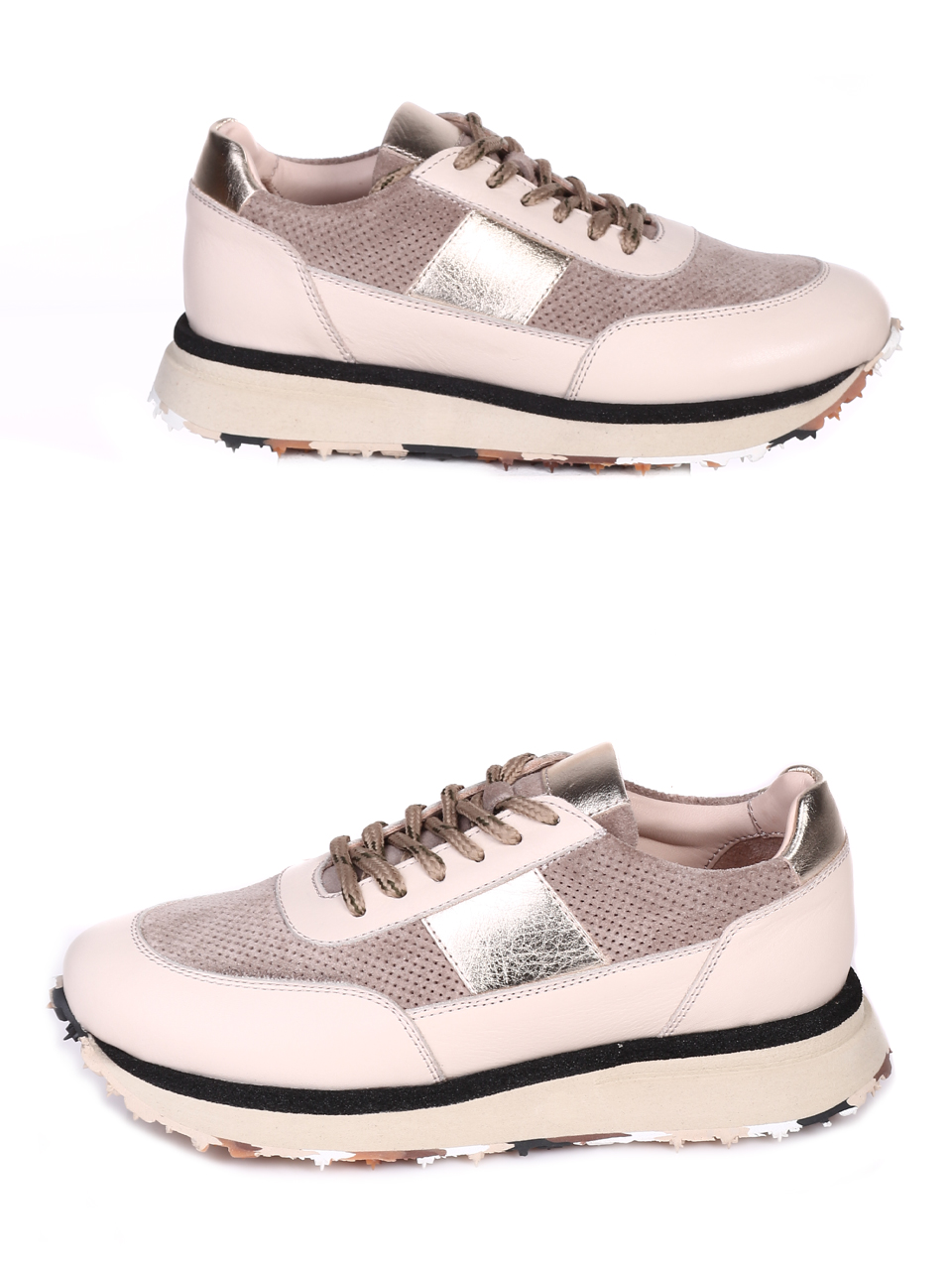 Сникърси от велур и естествена кожа 3AT-23293 beige