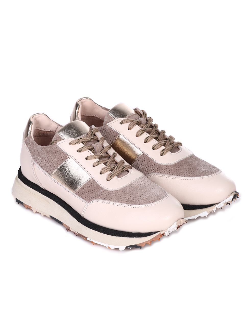 Сникърси от велур и естествена кожа 3AT-23293 beige
