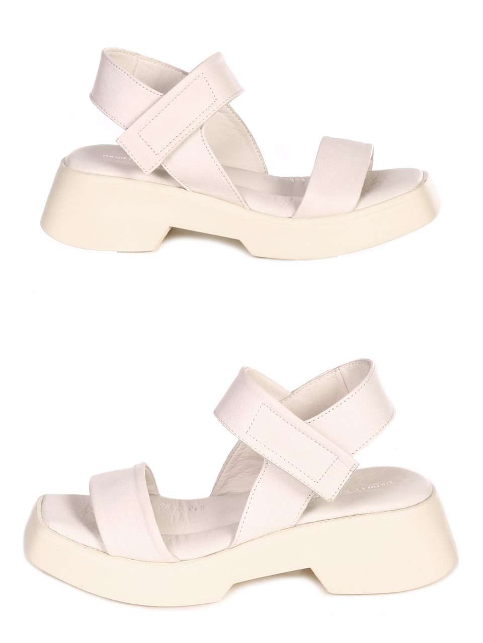Ежедневни дамски сандали на платформа от естествена кожа 4AT-23285 beige
