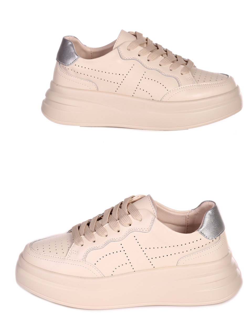 Ежедневни дамски комфортни обувки от естествена кожа 3AF-23135 beige