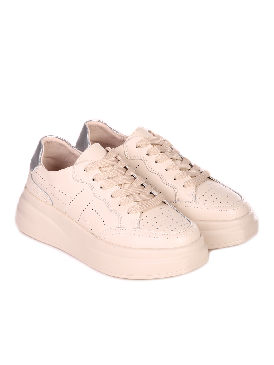 Ежедневни дамски комфортни обувки от естествена кожа 3AF-23135 beige