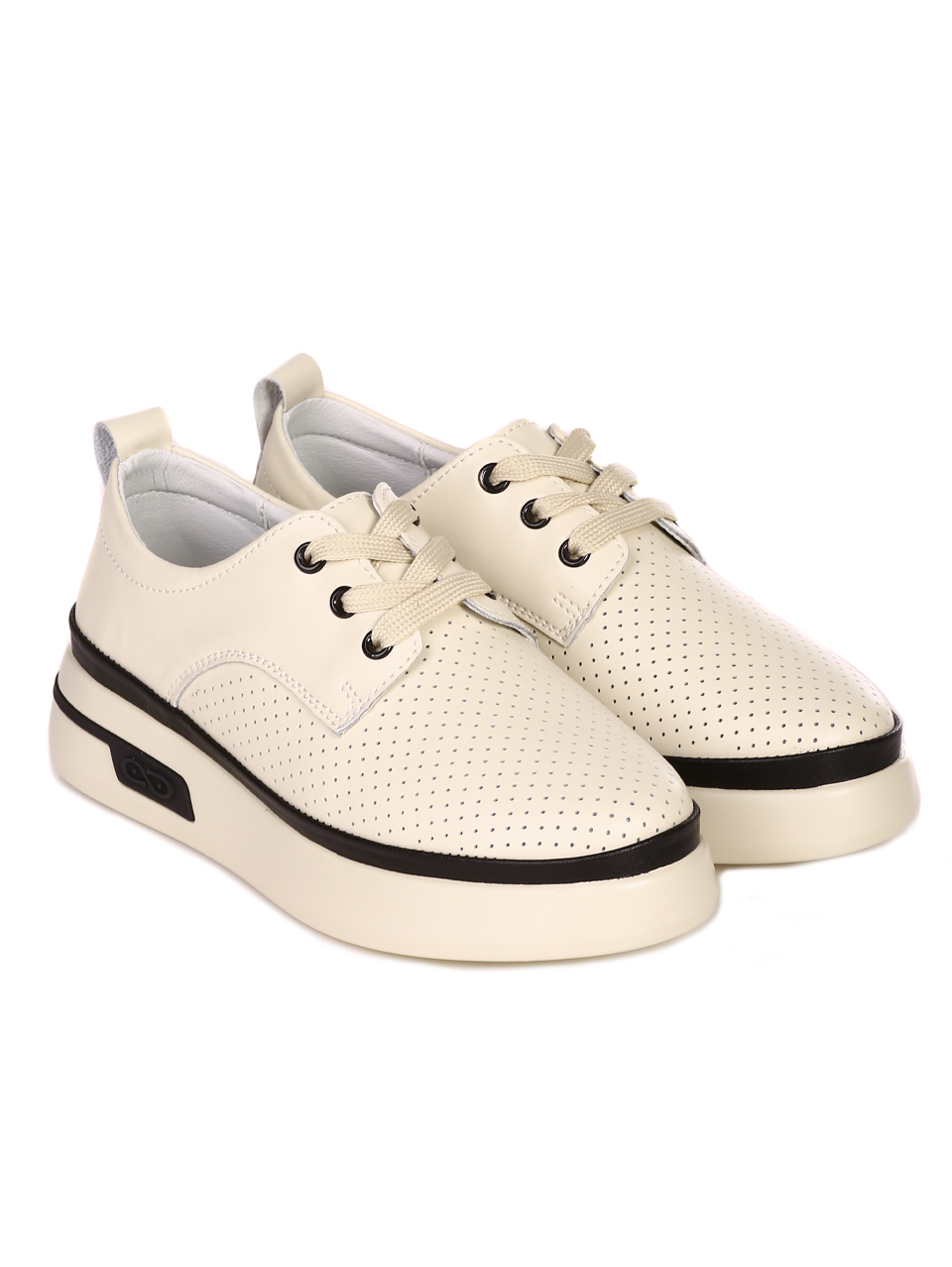 Ежедневни дамски обувки от естествена кожа 3AF-23136 beige
