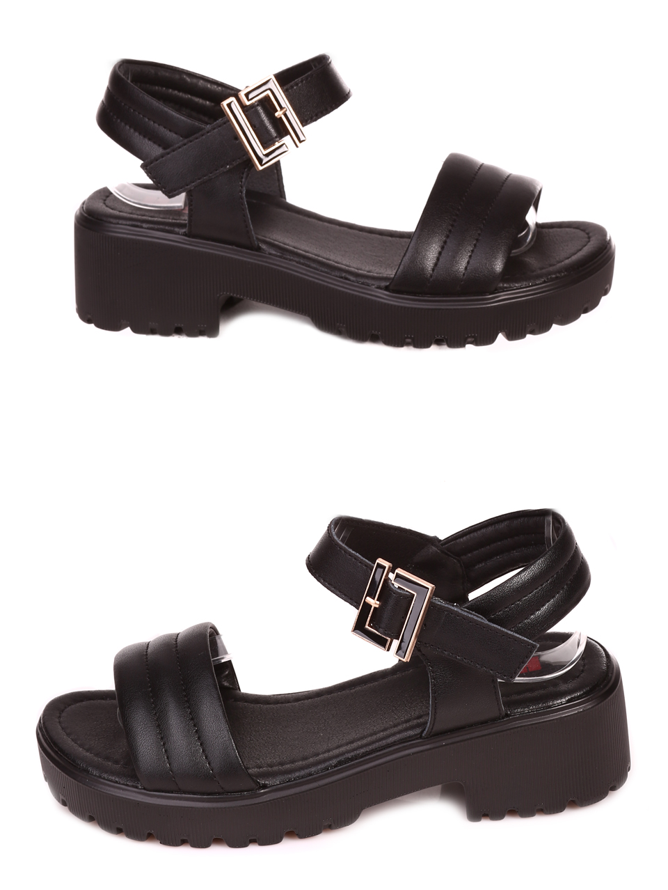 Ежедневни дамски сандали от естествена кожа 4AF-23138 black