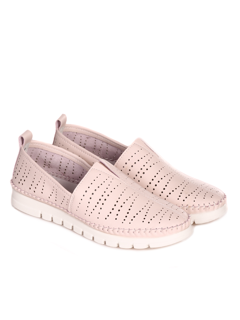 Ежедневни равни дамски обувки от естествена кожа 3AF-23145 pink