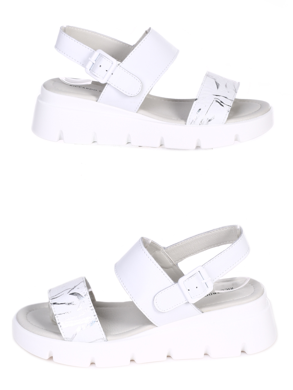 Ежедневни дамски сандали на платформа от естествена кожа в бяло 4AF-23156 white