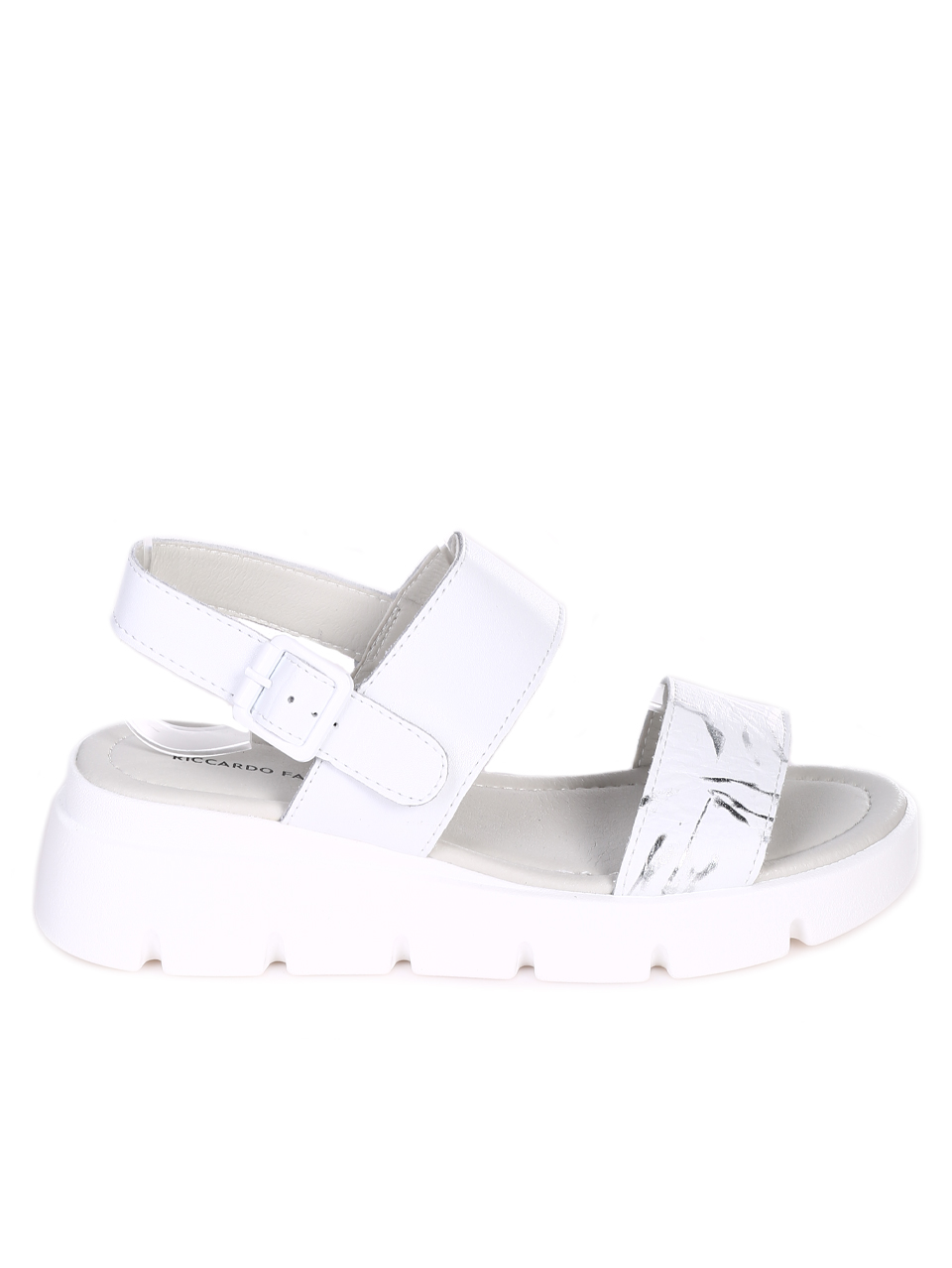 Ежедневни дамски сандали на платформа от естествена кожа в бяло 4AF-23156 white