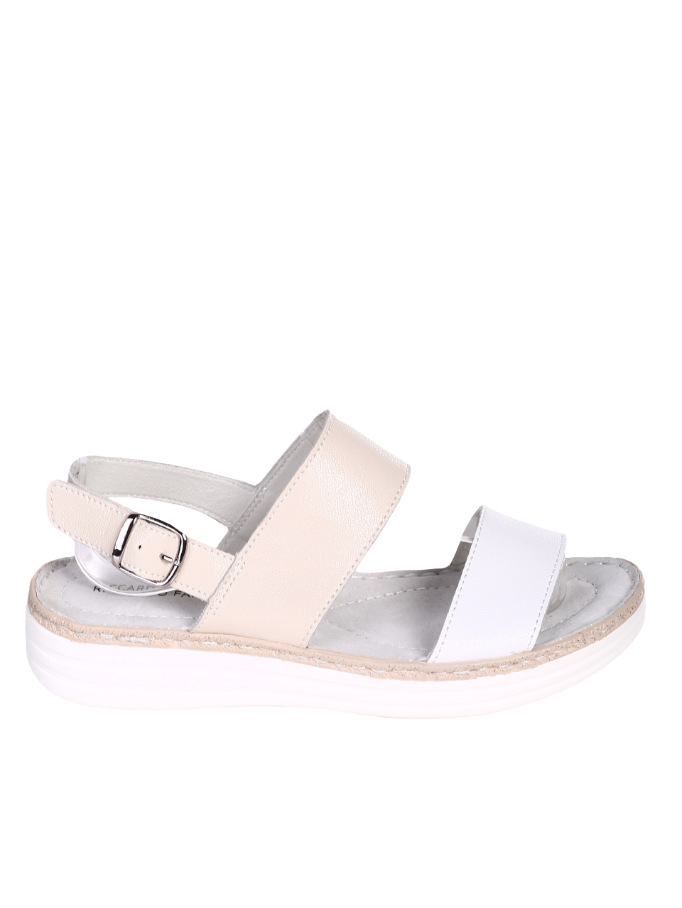 Ежедневни дамски сандали на платформа от естествена кожа 4AF-23167 beige/white