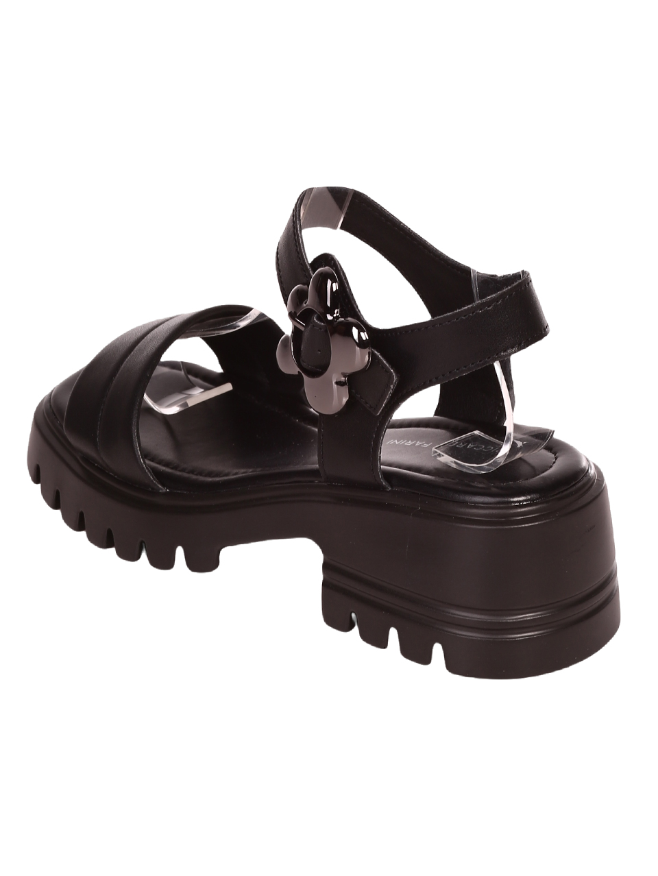 Ежедневни дамски сандали на платформа от естествена кожа 4AF-23169 black