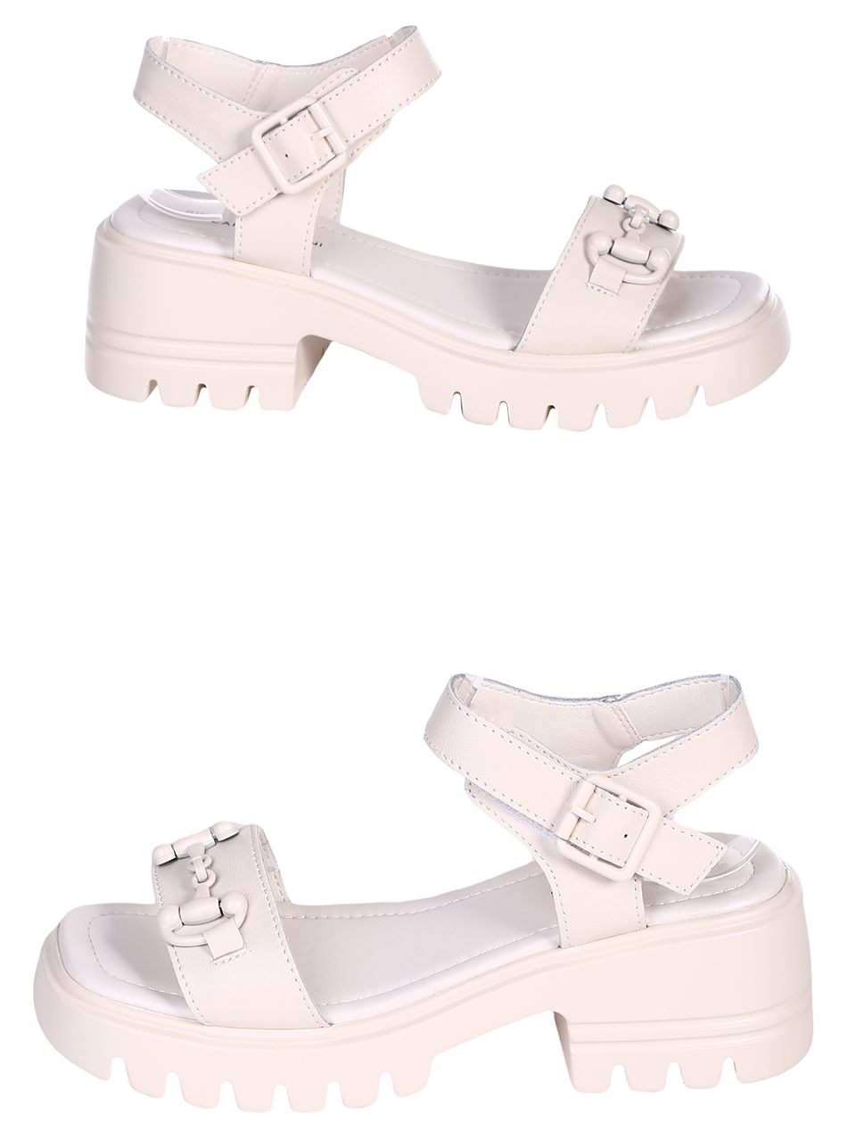 Ежедневни дамски сандали на платформа от естествена кожа 4AF-23170 beige