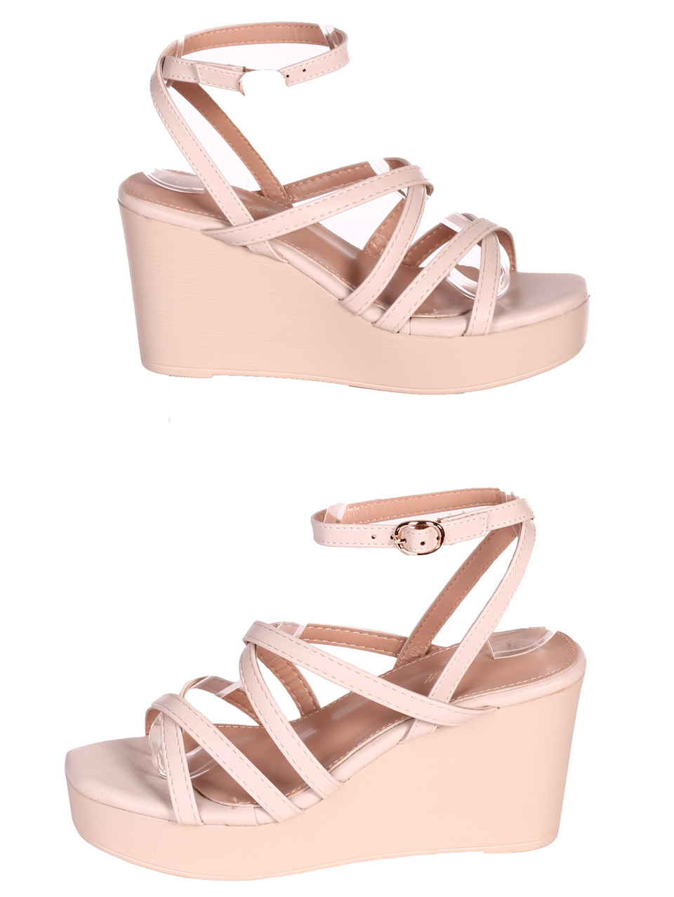 Ежедневни дамски сандали на платформа в бежово 4H-23101 beige