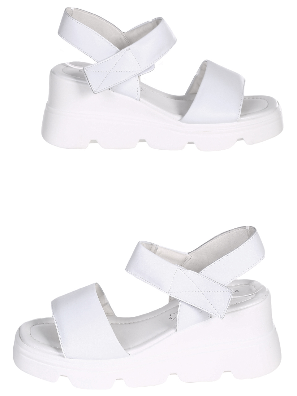 Ежедневни дамски сандали на платформа от естествена кожа 4AF-23199 white