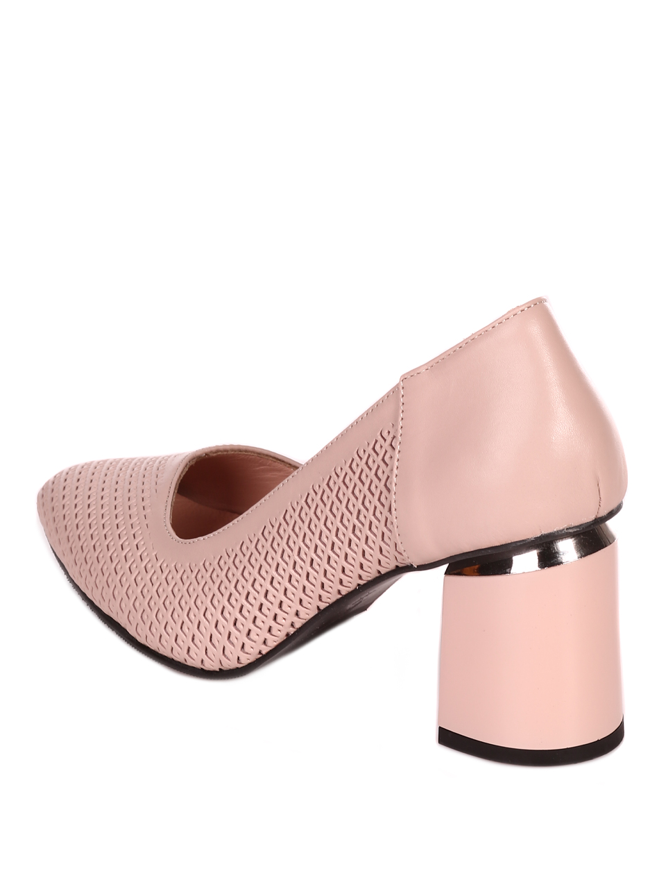 Eлегантни дамски обувки на ток от естествена кожа 3AT-23280 beige