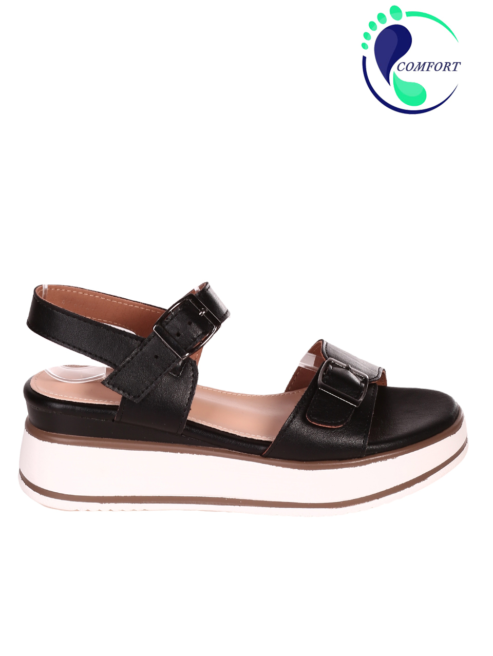 Ежедневни дамски сандали на платформа в черно 4H-23126 black