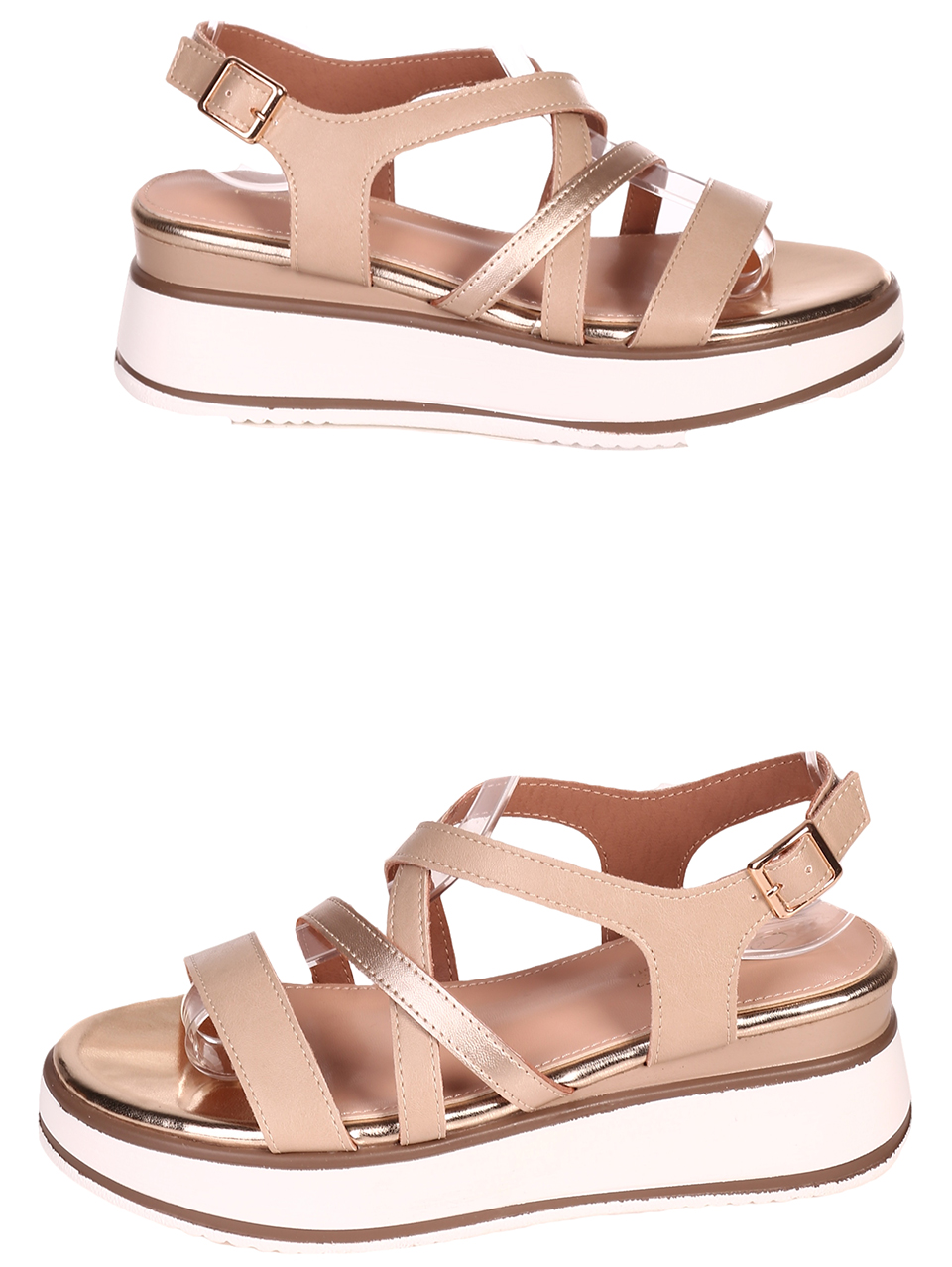 Ежедневни дамски сандали на платформа в бежово  4H-23127 beige