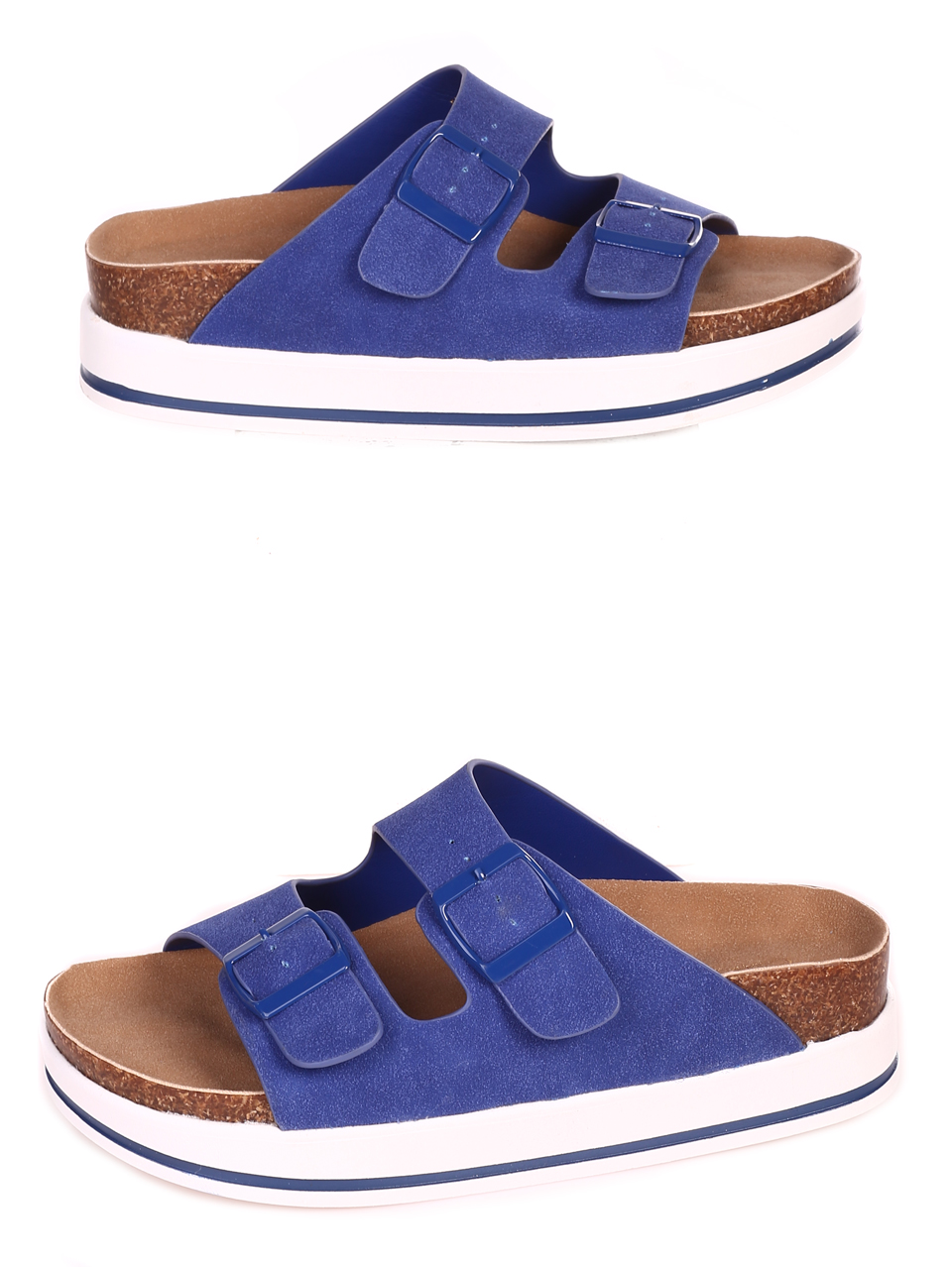 Ежедневни дамски чехли на платформа в синьо 5H-23131 royal blue