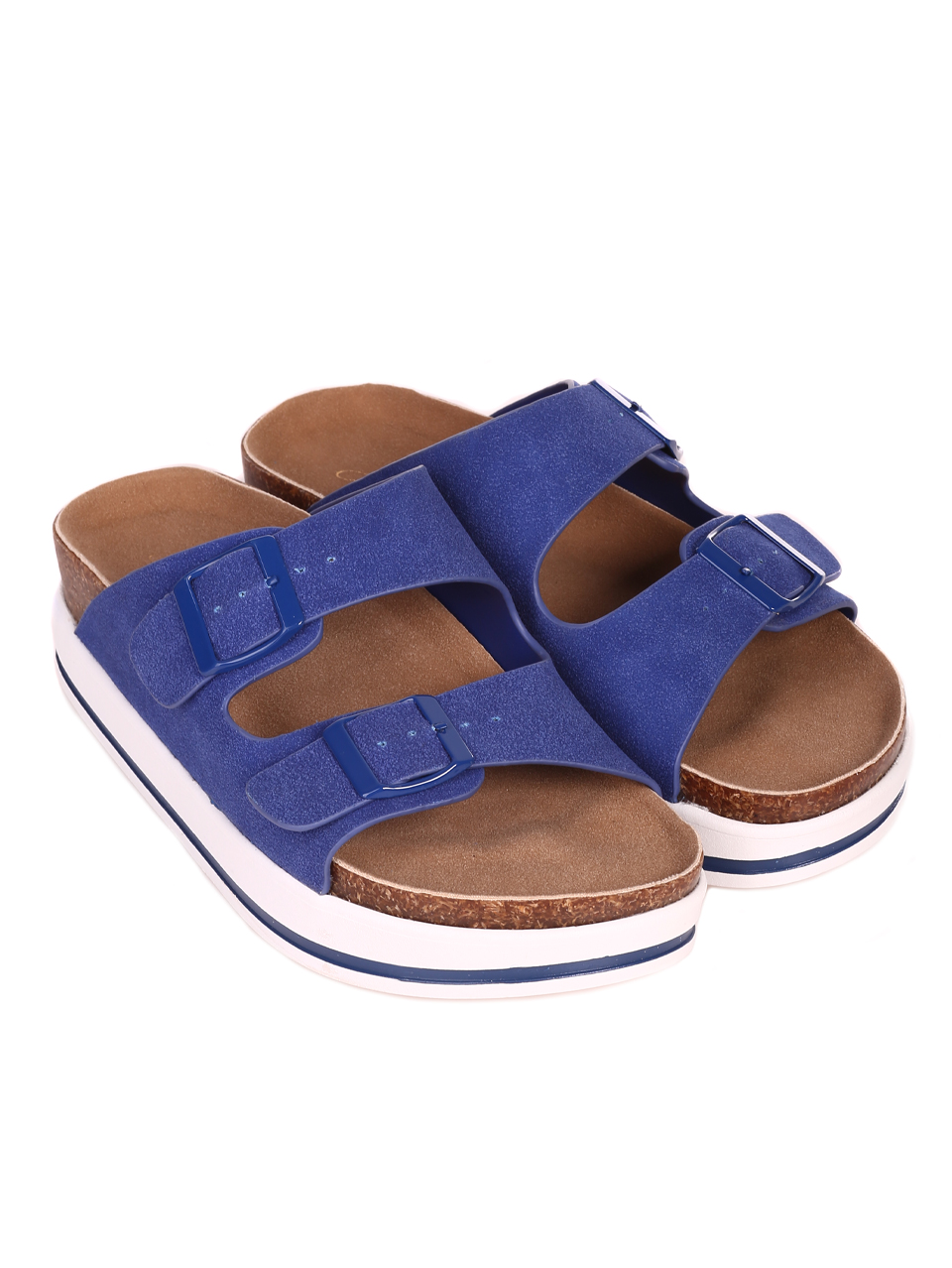 Ежедневни дамски чехли на платформа в синьо 5H-23131 royal blue