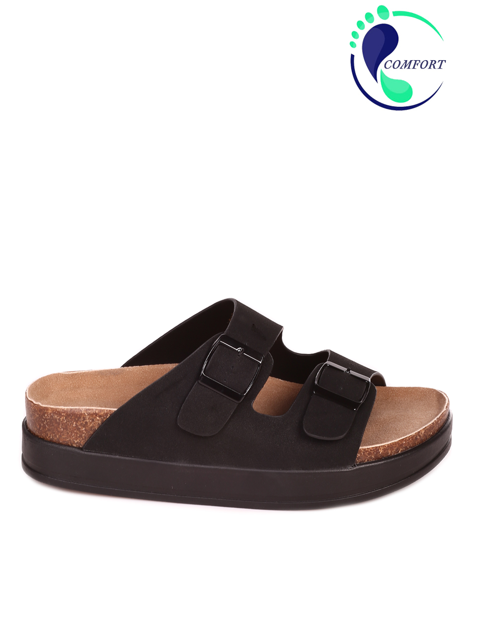 Ежедневни дамски чехли на платформа в черно 5H-23131 black