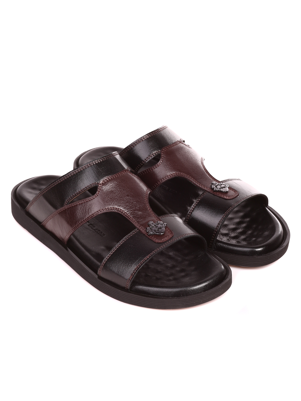 Ежедневни мъжки чехли от естествена кожа 8AT-23316 black