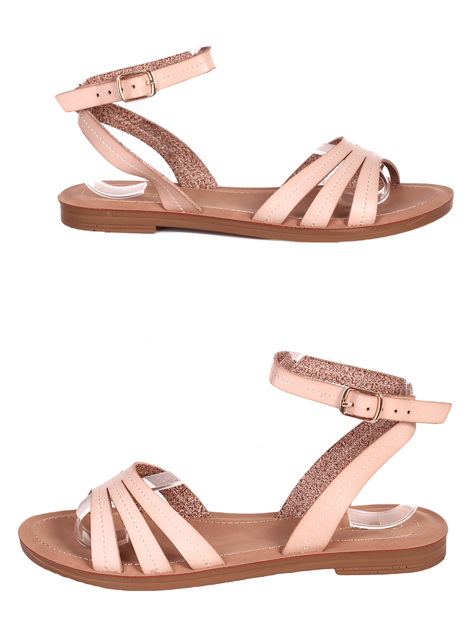 Ежедневни дамски равни сандали в бежово 4F-23254 beige