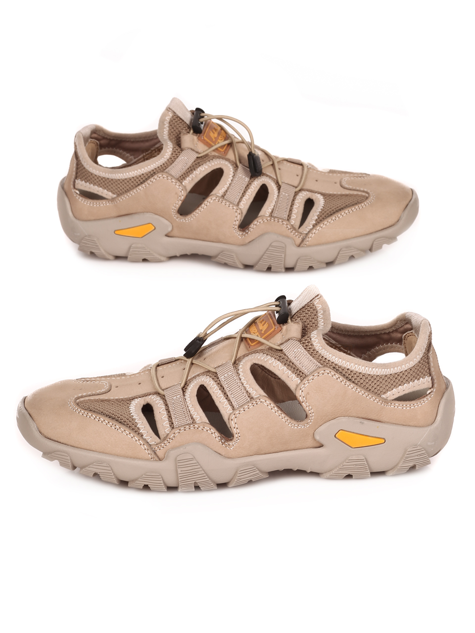 Мъжки сандали от естествена кожа в бежово 15539 E-4 beige