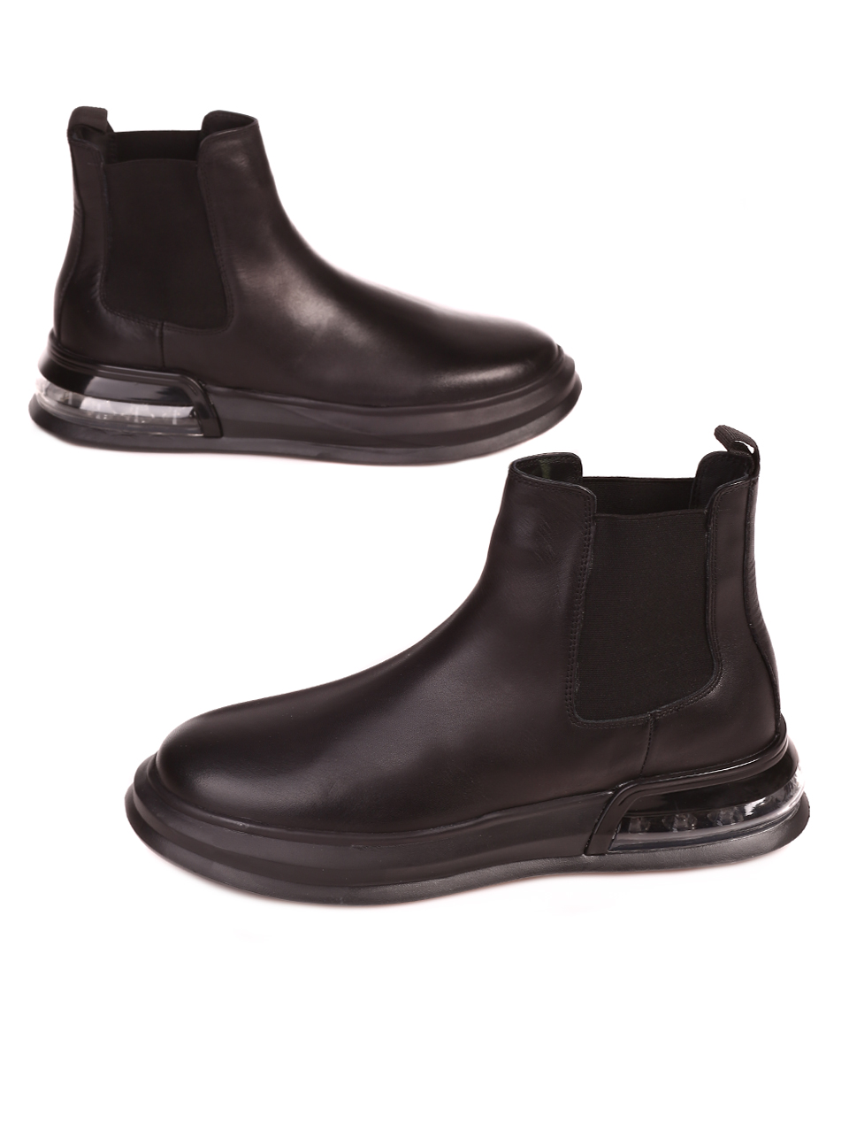 Ежедневни мъжки боти от естествена кожа 16156 black