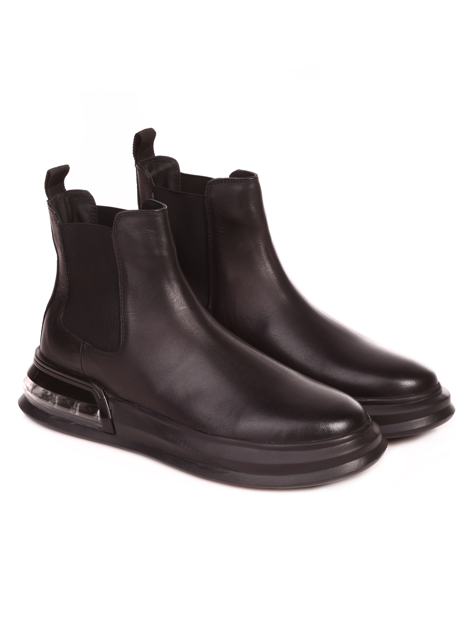 Ежедневни мъжки боти от естествена кожа 16156 black