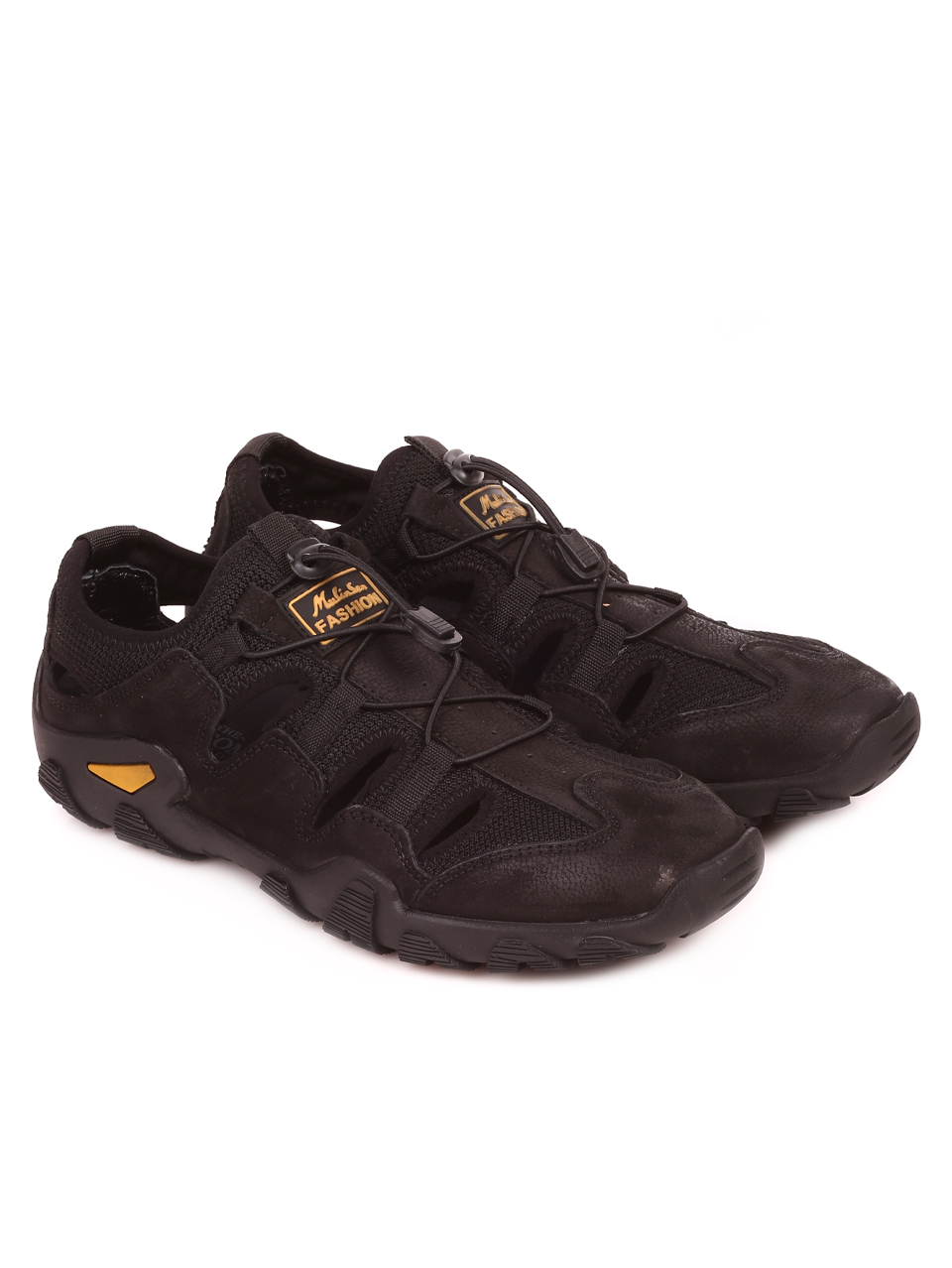 Мъжки сандали от естествена кожа в черно 15539 S-4 black