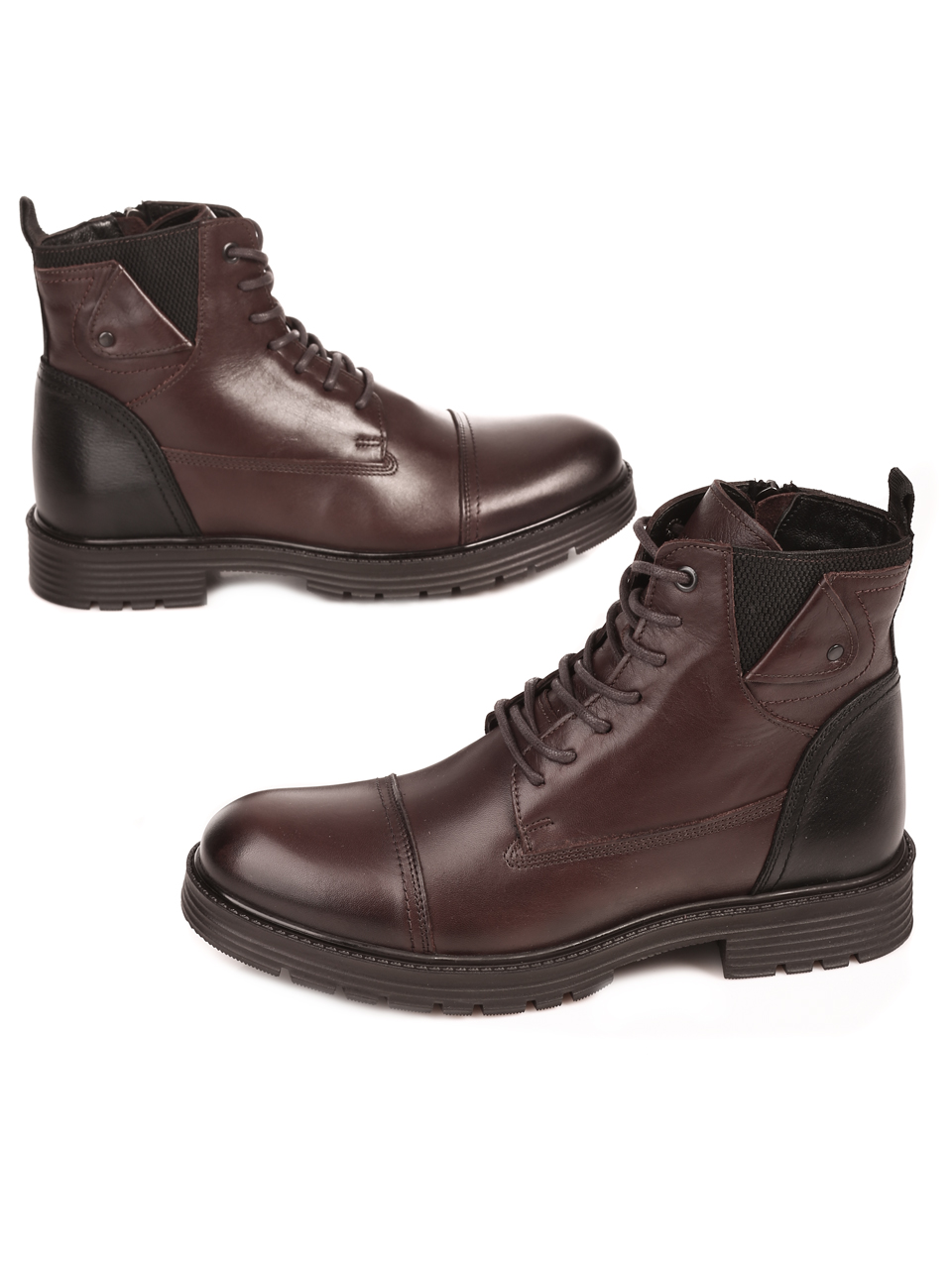 Ежедневни мъжки боти от естествена кожа 18439 K-1 brown