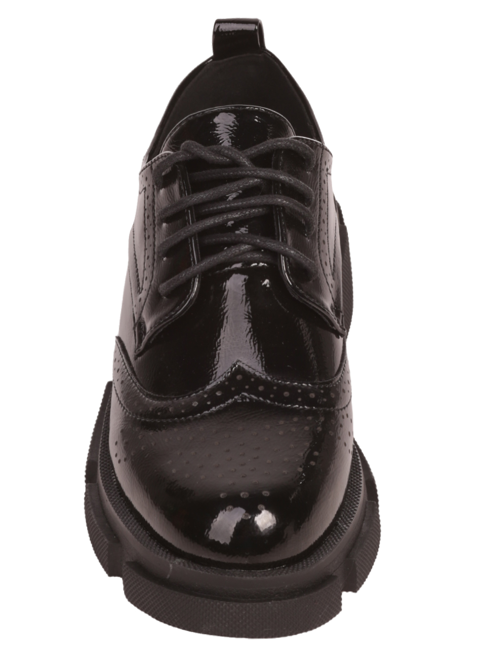 Дамски лачени мокасини в черно 3C-23531 black patent