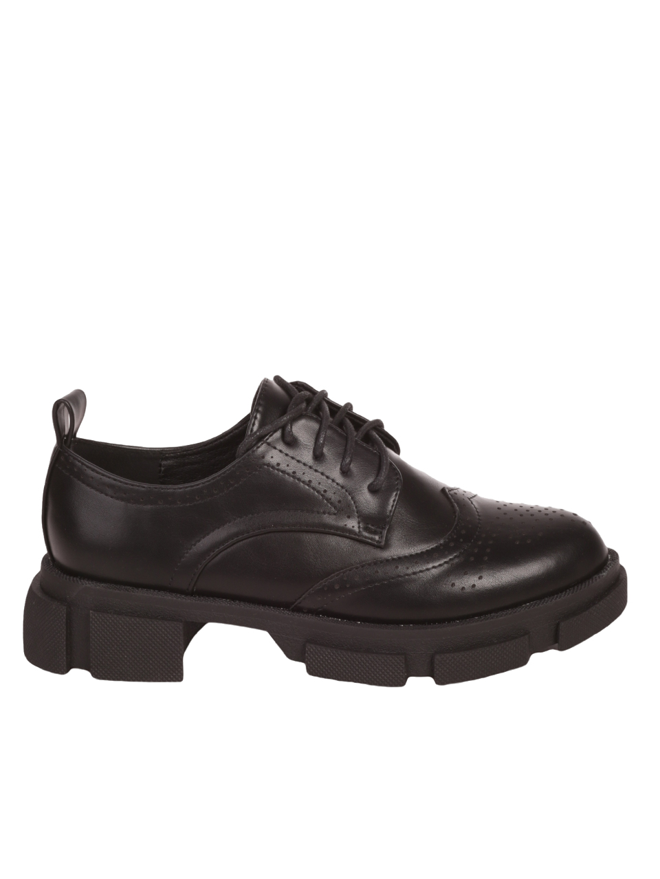 Дамски мокасини в черно 3C-23531 black pu