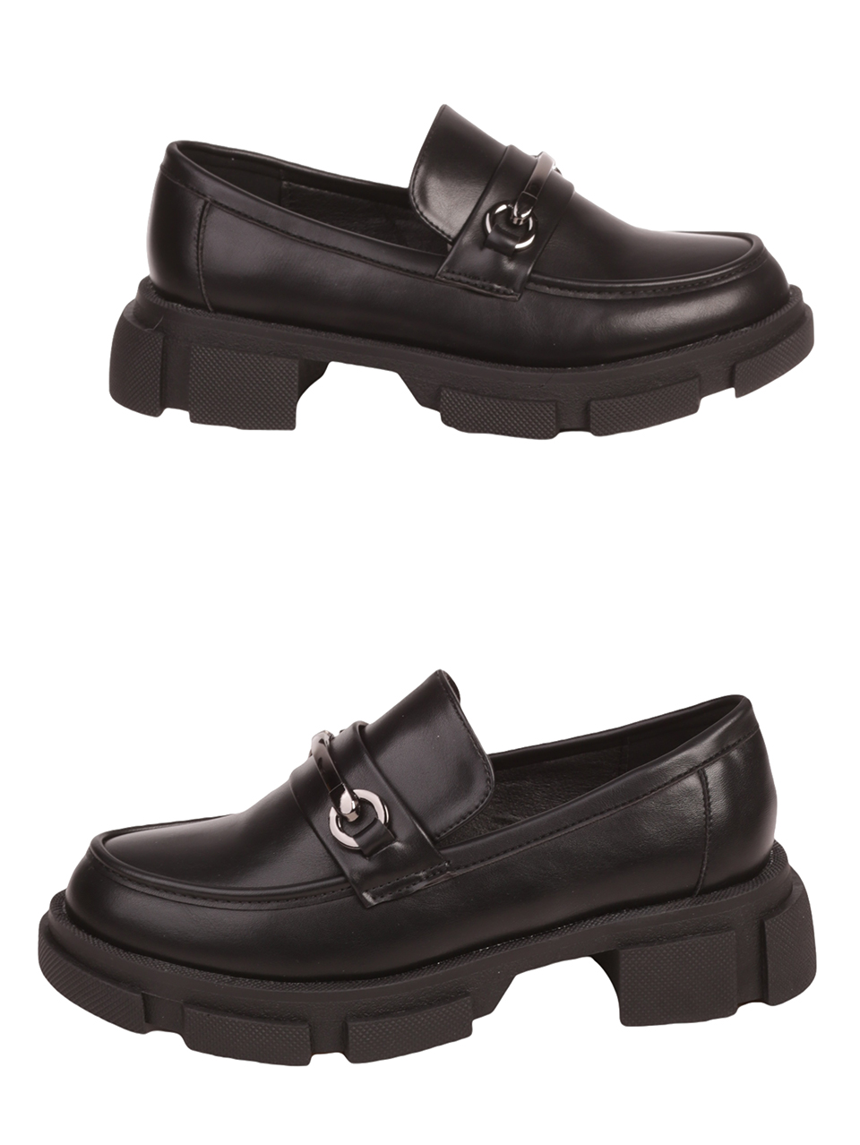 Дамски мокасини в черно 3C-23533 black pu
