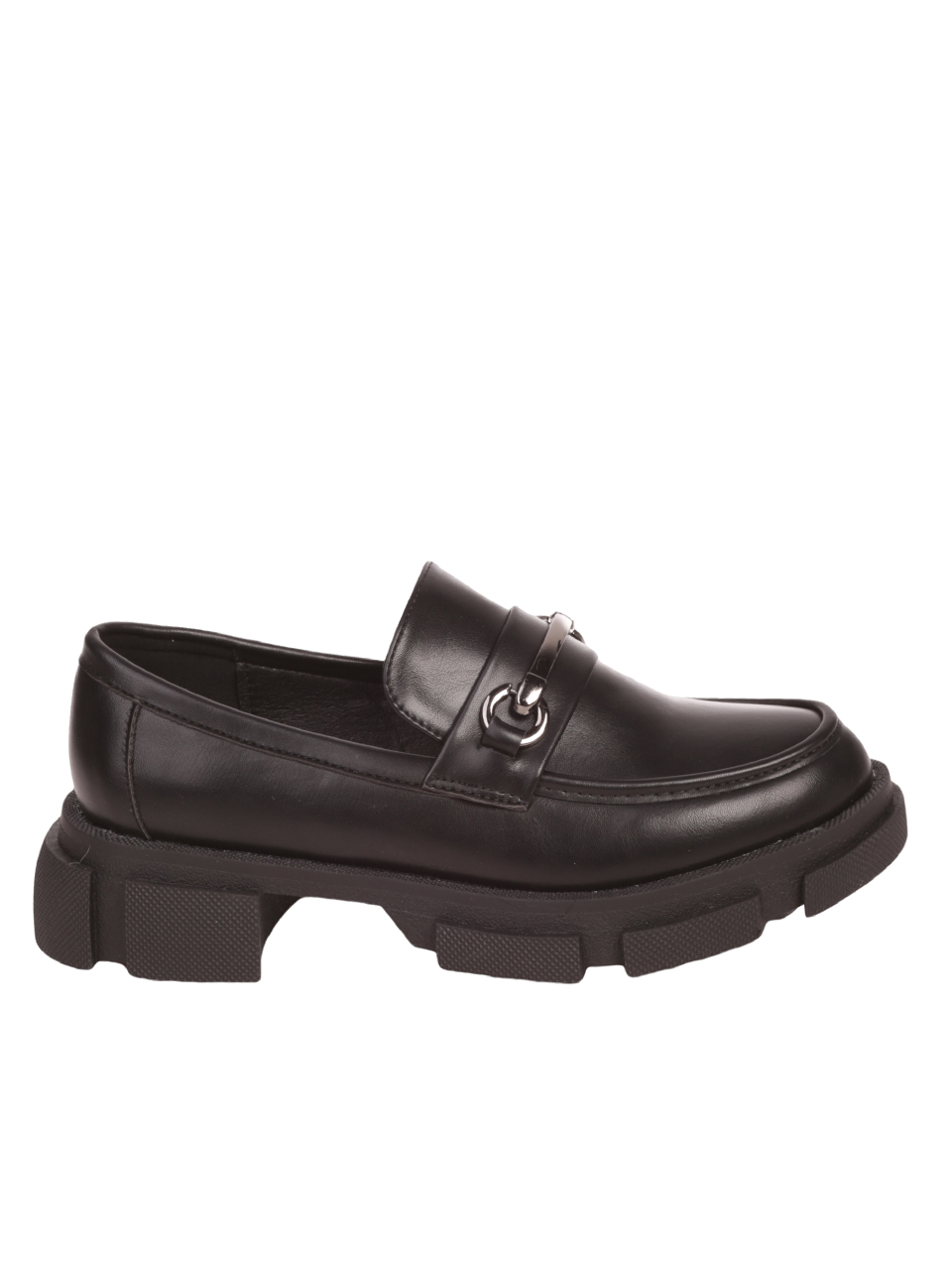 Дамски мокасини в черно 3C-23533 black pu