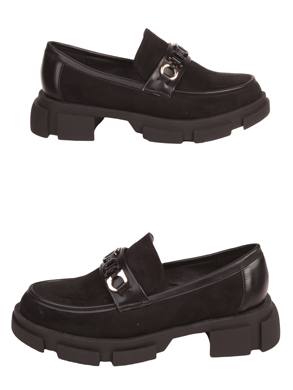 Дамски мокасини в черно 3C-23534 black mf