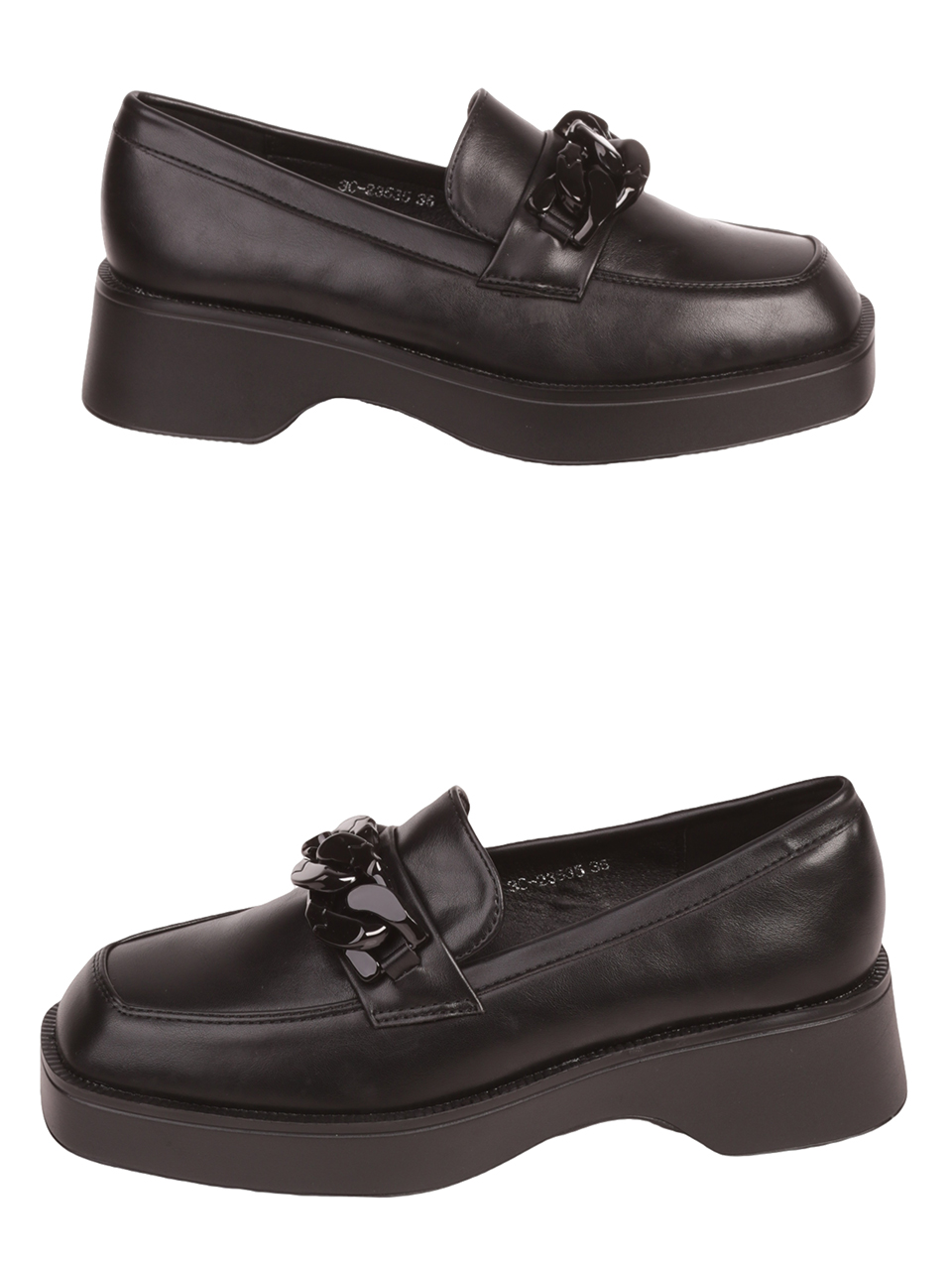 Дамски мокасини в черно 3C-23535 black pu