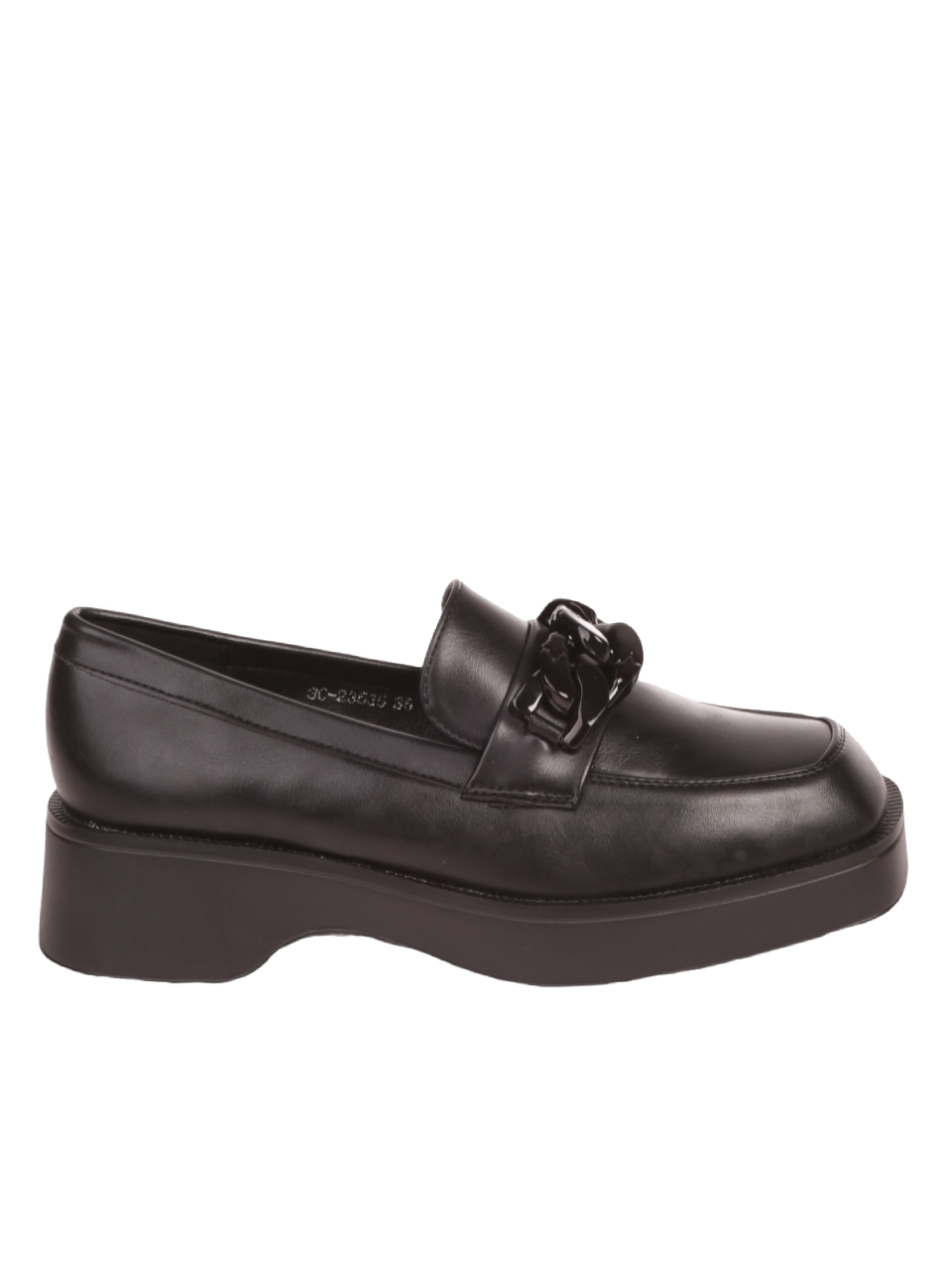 Дамски мокасини в черно 3C-23535 black pu