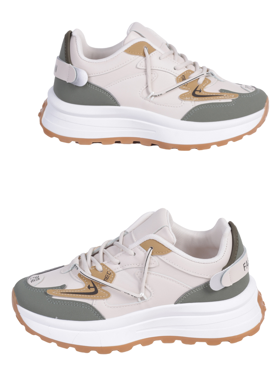 Ежедневни дамски комфортни обувки в бежово 3U-23569 beige/green