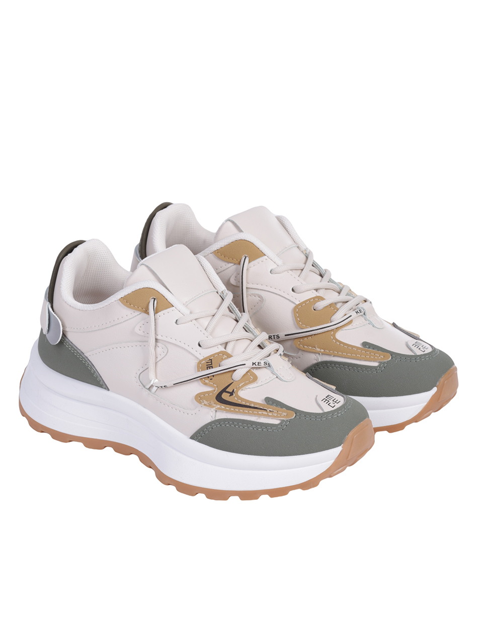 Ежедневни дамски комфортни обувки в бежово 3U-23569 beige/green
