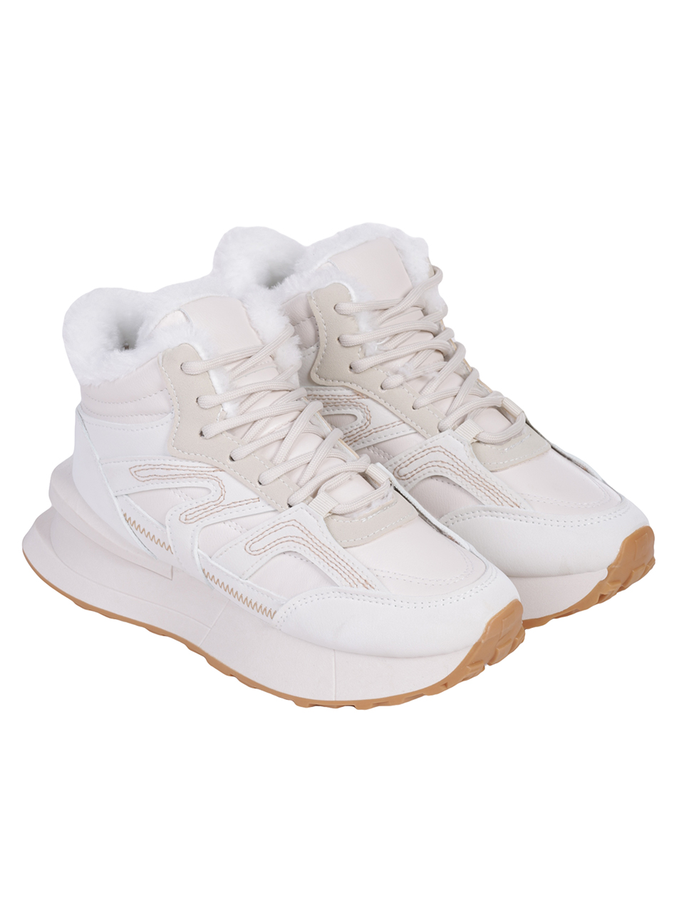 Дамски комфортни топли боти в бежово 2U-23570 beige