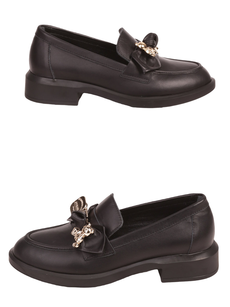 Мокасини от естествена кожа в черно 3AT-23721 black