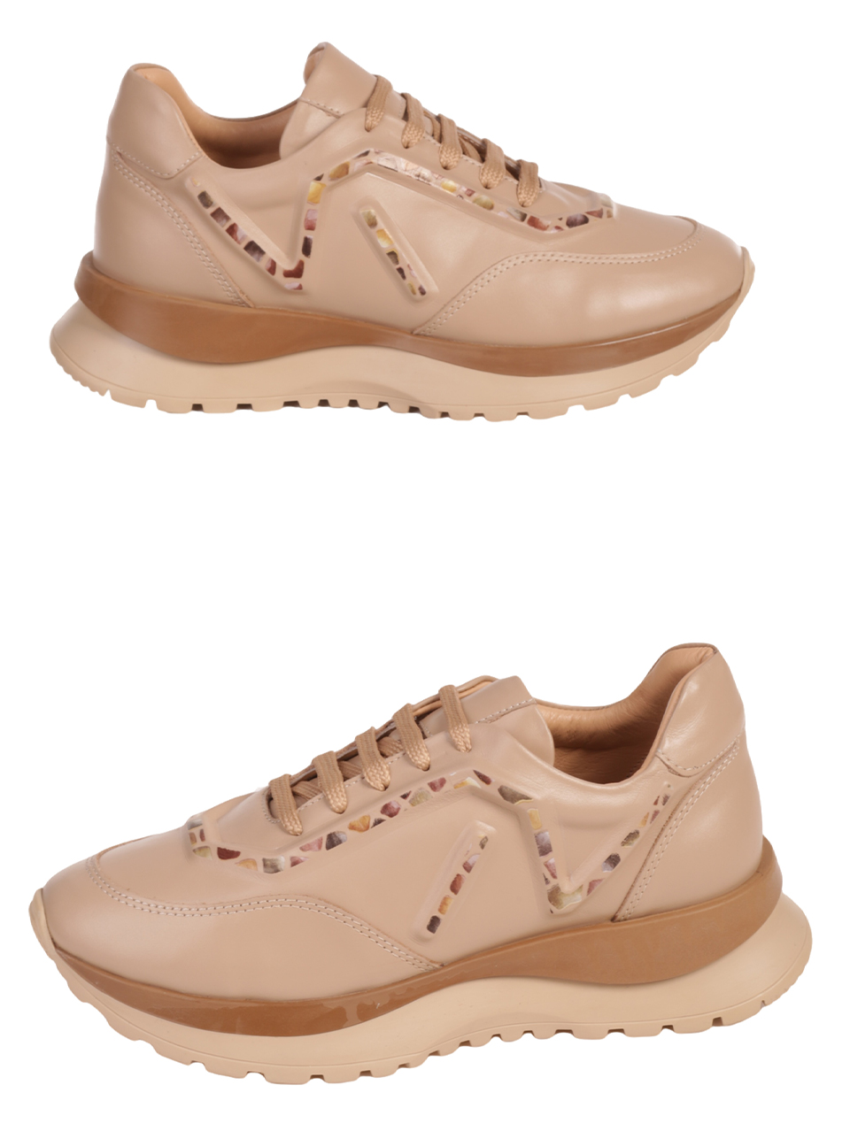 Дамски обувки от естествена кожа в бежово 3AT-23725 beige