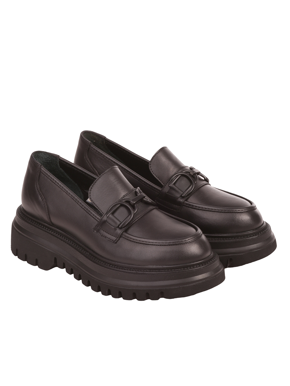 Дамски мокасини от естествена кожа в черно 3AT-23750 black